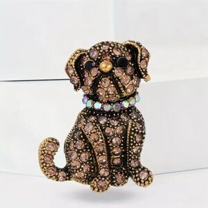 Colorful Bow with Tie & Glasses Bulldog Brooch Vintage Inspired Brooch Pin